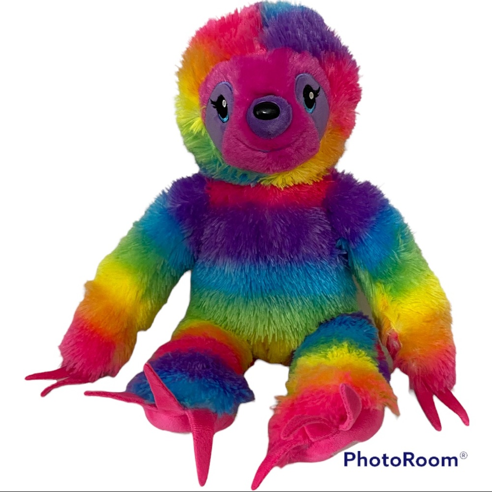 BUILD A BEAR Sloth Tie Dye Rainbow Stuffed Animal BAB